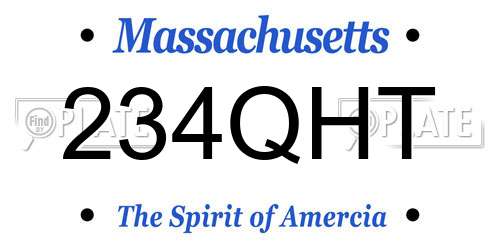 234QHT Massachusetts License Plate