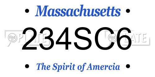 234SC6 Massachusetts License Plate