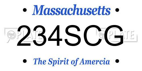 234SCG Massachusetts License Plate