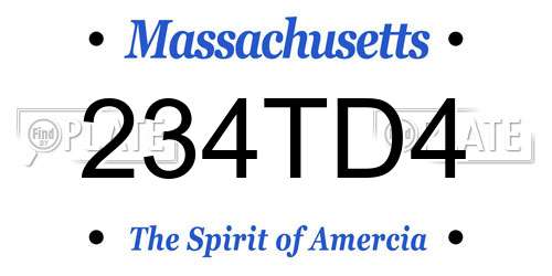 234TD4 Massachusetts License Plate