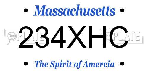 234XHC Massachusetts License Plate