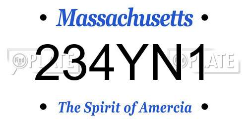 234YN1 Massachusetts License Plate