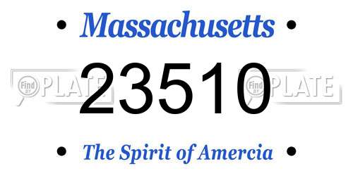 23510 Massachusetts License Plate