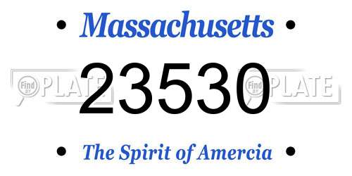23530 Massachusetts License Plate