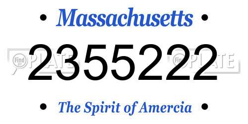 2355222 Massachusetts License Plate