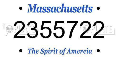 2355722 Massachusetts License Plate
