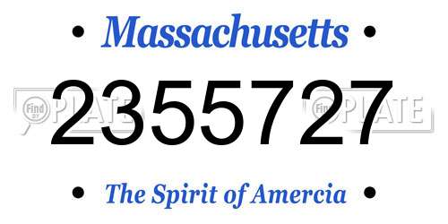 2355727 Massachusetts License Plate