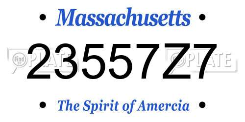 23557Z7 Massachusetts License Plate