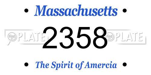 2358 Massachusetts License Plate