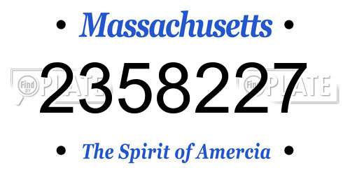 2358227 Massachusetts License Plate
