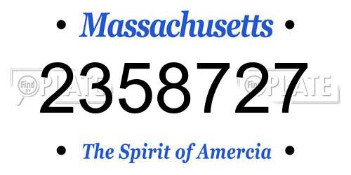 2358727 Massachusetts License Plate