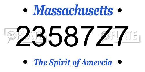 23587Z7 Massachusetts License Plate