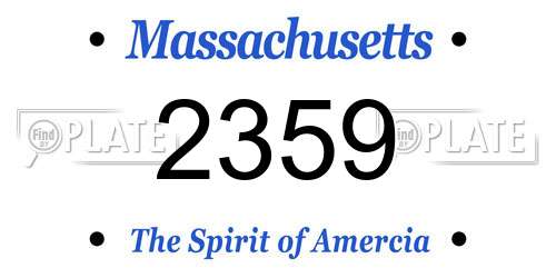 2359 Massachusetts License Plate