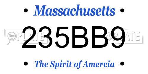 235BB9 Massachusetts License Plate