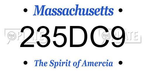 235DC9 Massachusetts License Plate