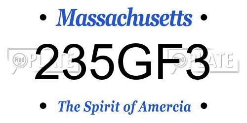 235GF3 Massachusetts License Plate
