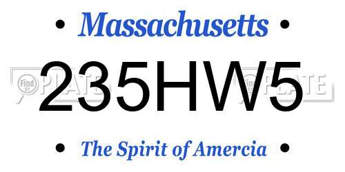 235HW5 Massachusetts License Plate