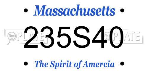 235S40 Massachusetts License Plate