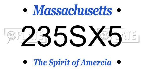 235SX5 Massachusetts License Plate