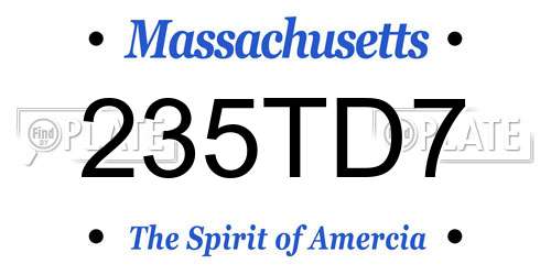 235TD7 Massachusetts License Plate