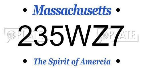 235WZ7 Massachusetts License Plate
