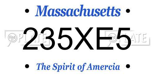 235XE5 Massachusetts License Plate