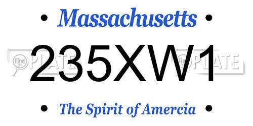 235XW1 Massachusetts License Plate