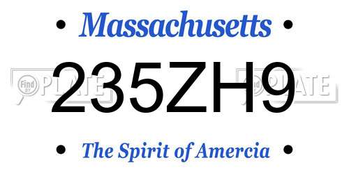 235ZH9 Massachusetts License Plate