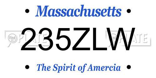 235ZLW Massachusetts License Plate