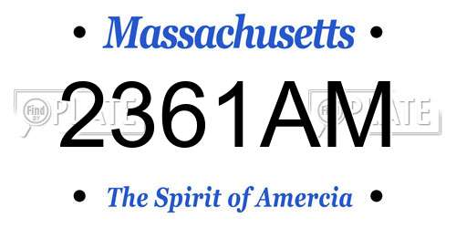 2361AM Massachusetts License Plate