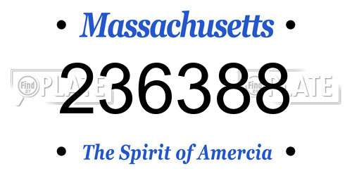 236388 Massachusetts License Plate