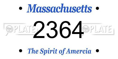 2364 Massachusetts License Plate