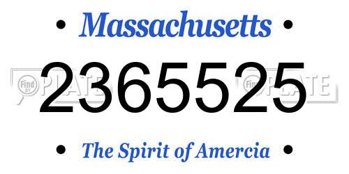 2365525 Massachusetts License Plate