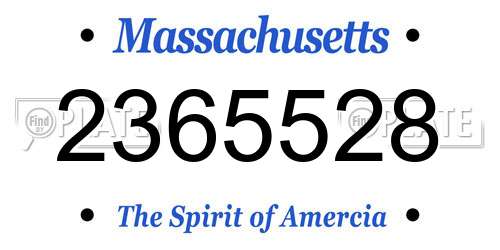 2365528 Massachusetts License Plate