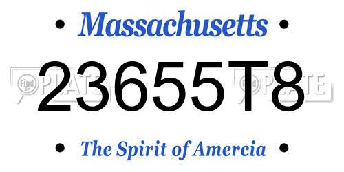 23655T8 Massachusetts License Plate