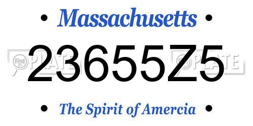 23655Z5 Massachusetts License Plate