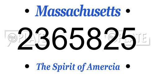 2365825 Massachusetts License Plate
