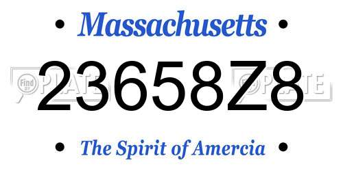 23658Z8 Massachusetts License Plate