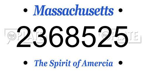 2368525 Massachusetts License Plate