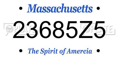 23685Z5 Massachusetts License Plate