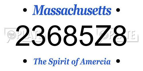 23685Z8 Massachusetts License Plate