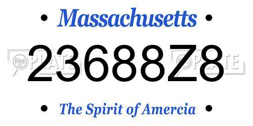 23688Z8 Massachusetts License Plate
