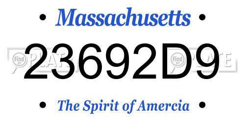 23692D9 Massachusetts License Plate