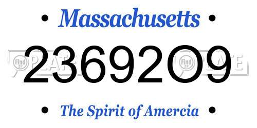 23692O9 Massachusetts License Plate