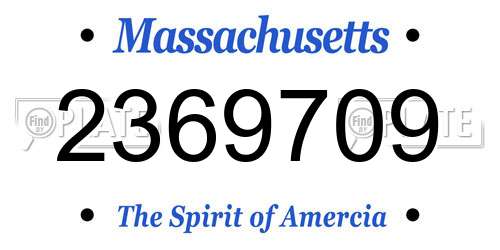 2369709 Massachusetts License Plate