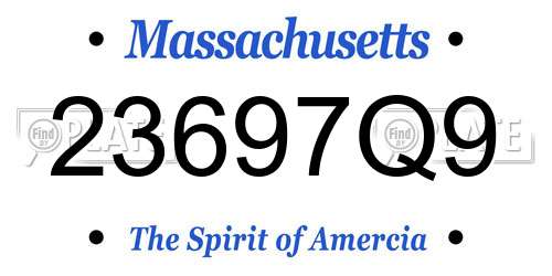23697Q9 Massachusetts License Plate