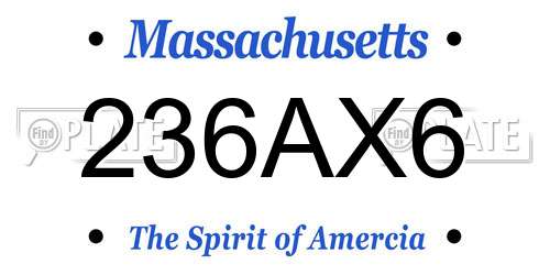 236AX6 Massachusetts License Plate