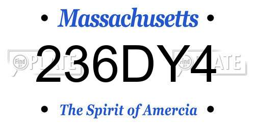 236DY4 Massachusetts License Plate