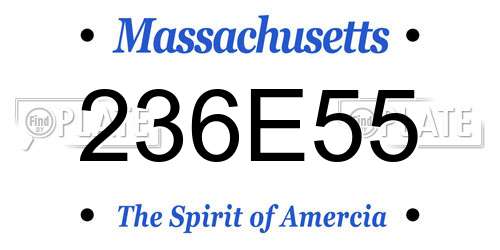 236E55 Massachusetts License Plate