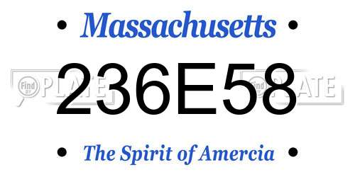 236E58 Massachusetts License Plate